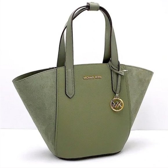 Michael Kors Portia Small Bucket Tote in Army Green color - Picture 2 of 13